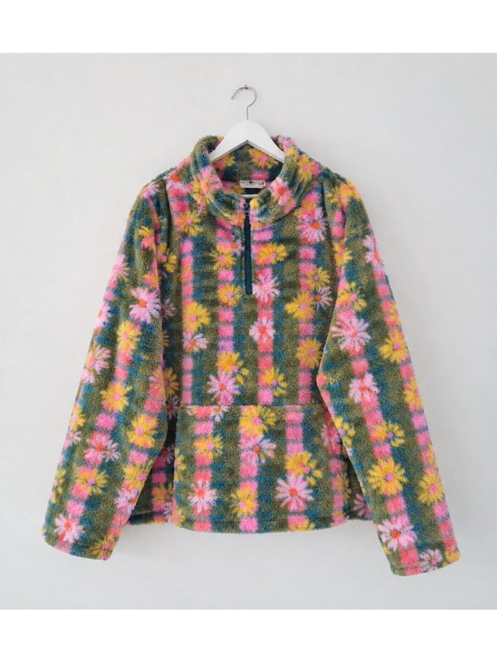 Natural Life Womens Coziest Sweatshirt Sz Large XL Green Floral Fleece 1/4 Zip - Picture 4 of 7